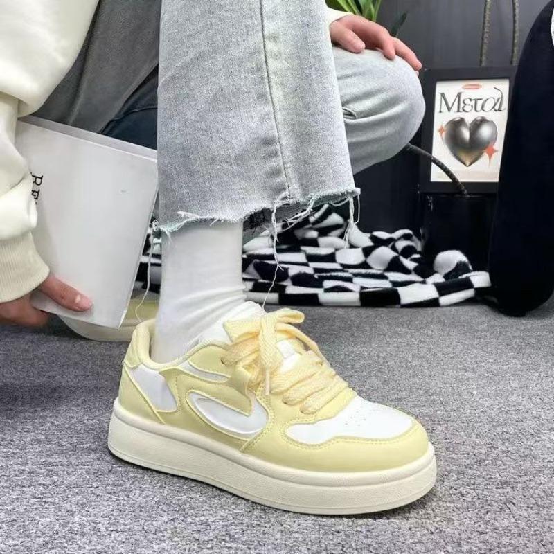 Milk yellow women's shoes casual board shoes platform women's shoes little white shoes trendy niche spring and summer student new models