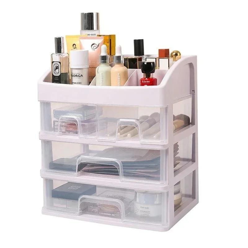 Multi-layer Cosmetic Storage Box Large Capacity Transparent Drawer Jewelry Makeup Organizer Nail Polish Container Desktop