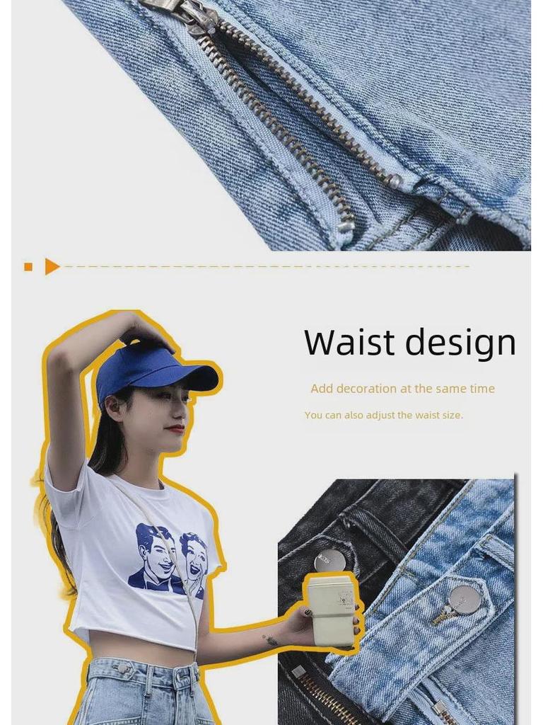 Korean High Waist Women's Denim Shorts - 2020 Slim A-Line Wide Leg In Black & Gray.