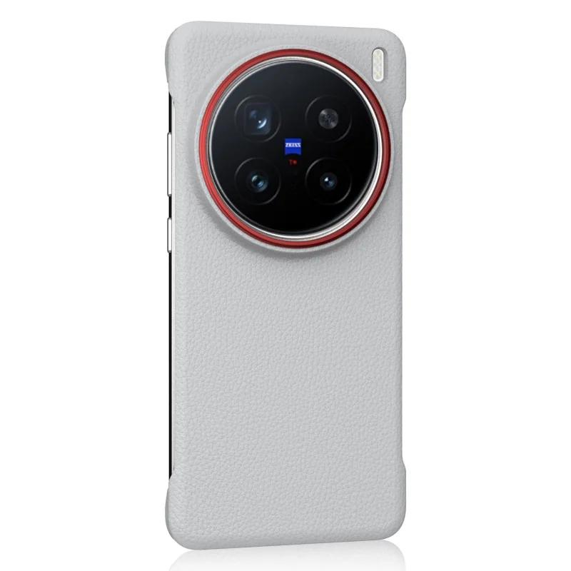 X200S Plain Leather Phone Case for Vivo X200 Pro Mini X200 Ultra Slim Borderless Large Hole Len Anti-drop Hard Protective Cover
