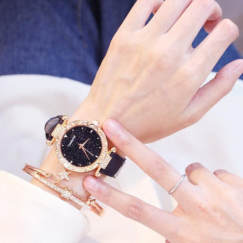 Starry Sky Watch Women's Fashion Trend Simple Casual Women's Watch Student Two-piece Gift Watch