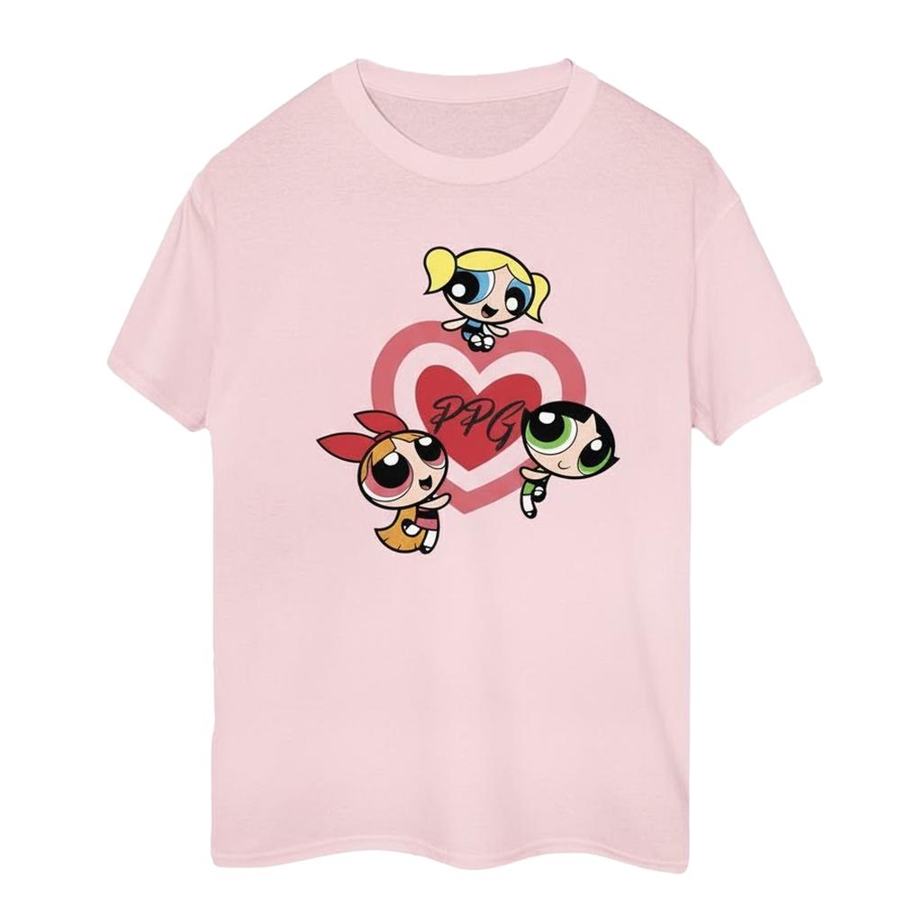 The Powerpuff Girls Dam/Damer Dubbelt Hjärta Bomull Pojkvän T-shirt