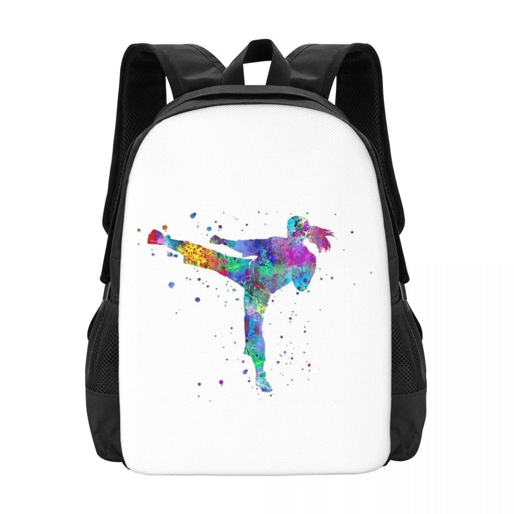 Karate Fighter Girl Backpack Hot Sale Daypack Large Capacity Boys Girls BookBag School Bag Shoulder Bags for Men Women