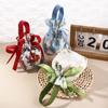 Large Capacity Small Flower Wrist Bag Floral Bowknot Handbag Elegant Canvas Drawstring Bag  Outdoor
