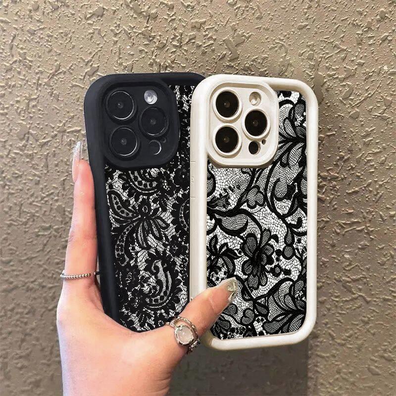 Black Lace Case For Samsung Galaxy A16 A17 A56 A55 A36 A26 A15 5G A06 A07 A54 A53 A35 A34 A52 A33 A23 A24 A25 A14 A05S A04E A32