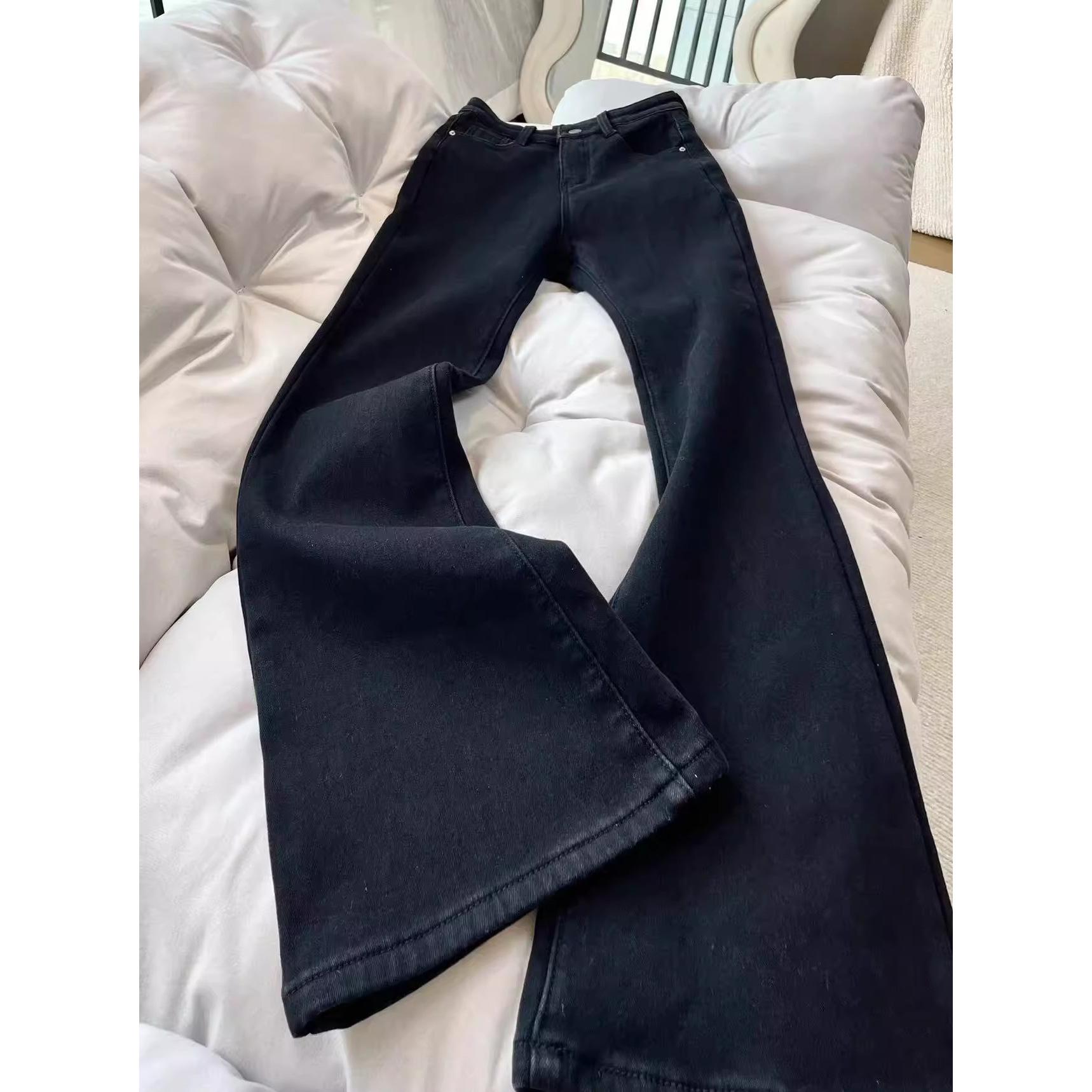 Women s Plus Size High-Waisted Fleece-Lined Micro-Flare Jeans - Slimming Stretch for Autumn/Winter 5XL