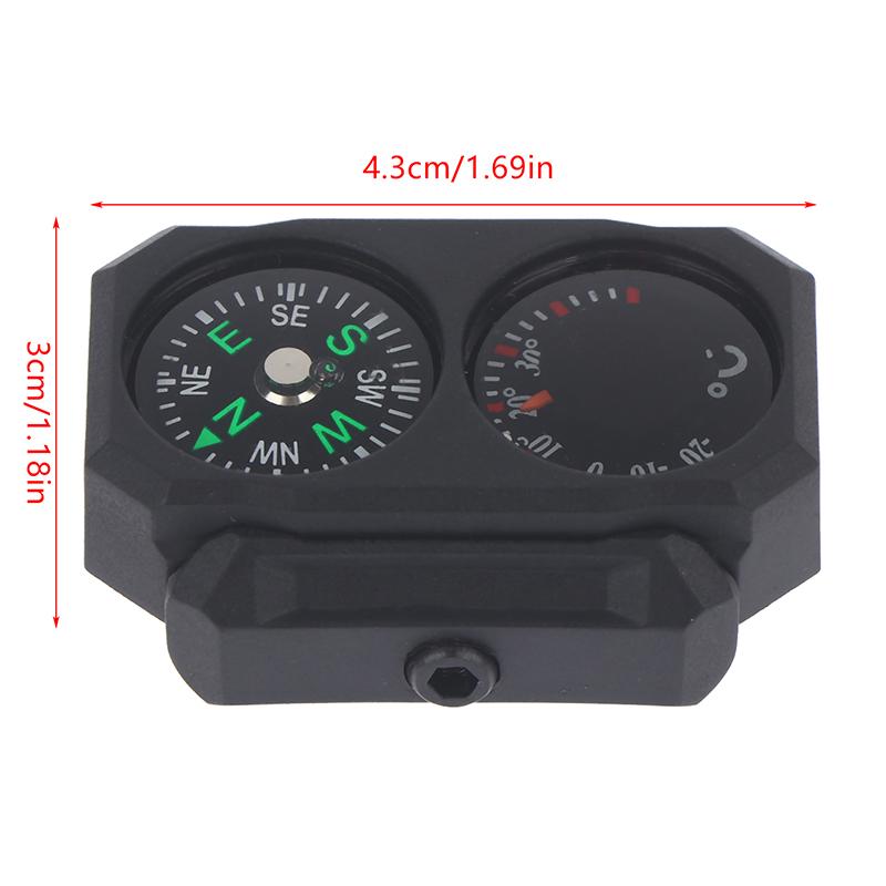 Portable 20mm Universal Outdoor Direction Compass, Built-in Thermometer Mini Decorative Compass Rail Model Accessories