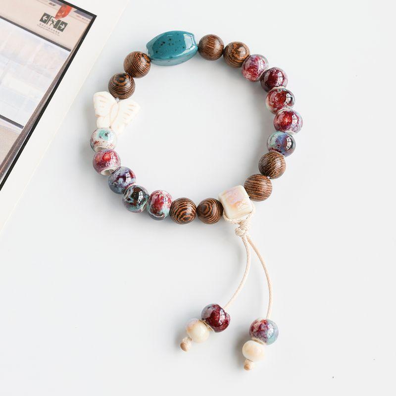 Retro Ethnic Style Jingdezhen Porcelain Beads Woven Carrying Strap Couple Hand Jewelry Student Ceramic Bracelet New Chinese Bracelet Women