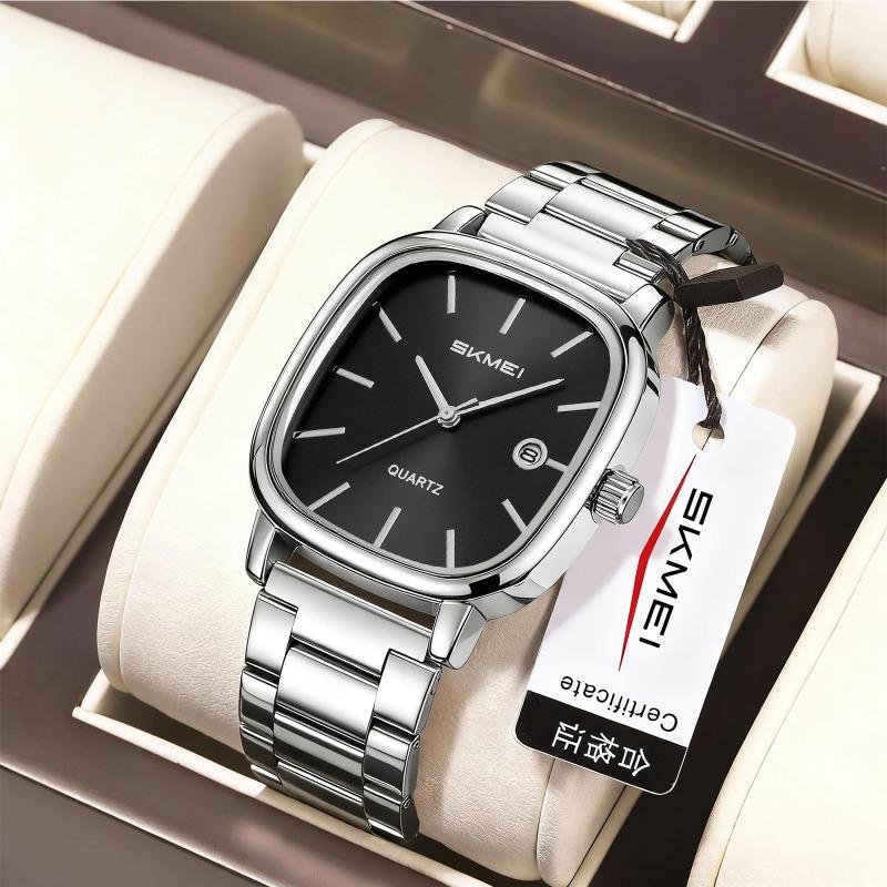 Женские кварцевые часы Стальной ремешок Легкая роскошь Маленькие золотые часы Квадратные часы с календарем Кварцевые часы Женские