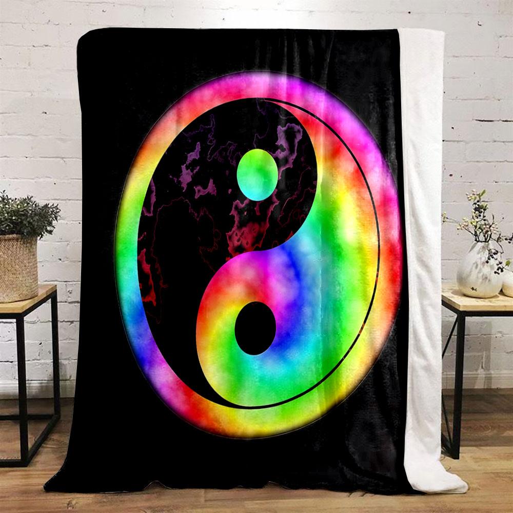 Rainbow Yin Yang Design Blanket print blanket soft and cozy perfect for the living room bed sofa or a nap,gift
