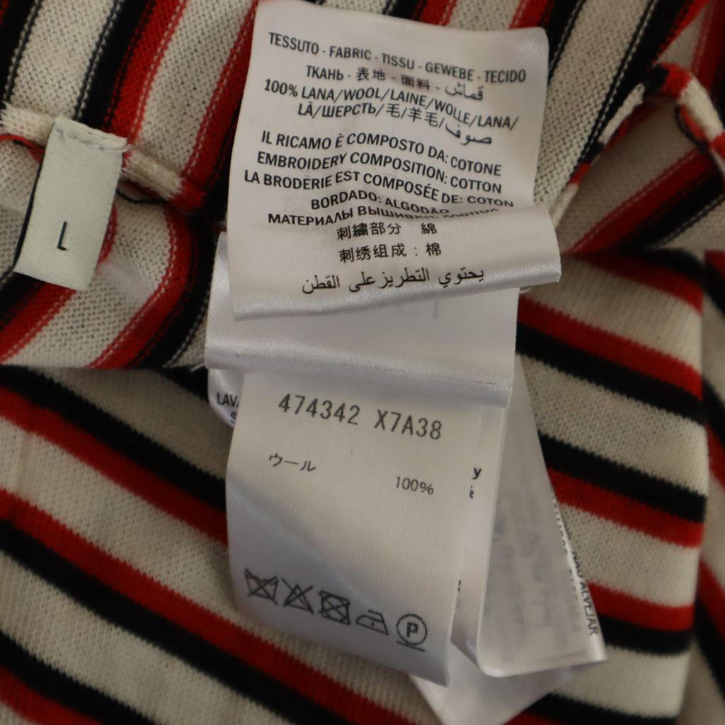 GUCCI made in Italy Border Pattern Long sleeve V neck cardigan L Red Men's Used