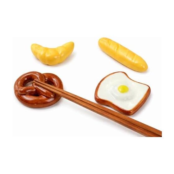 4-Piece Cute Ceramic Chopstick Rests, Stylish Tableware for Utensils, Gift (Bread)