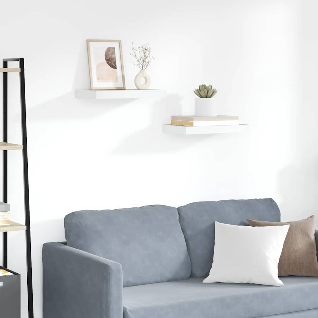 Vidaxl Wall Shelves, 2 Pcs, Oak Color and White, 50X23X3.8 Cm, Mdf