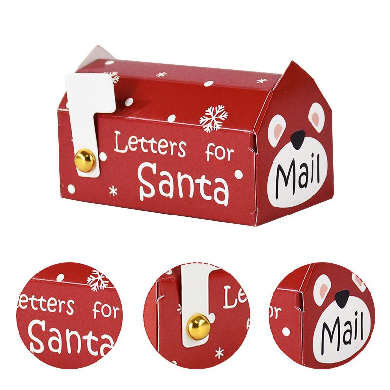 50pcs Christmas Mailbox Shape Candy Gift Box Kids Xmas Cookie Snack Packing Box Bag Navidad Noel Home Decor New Year