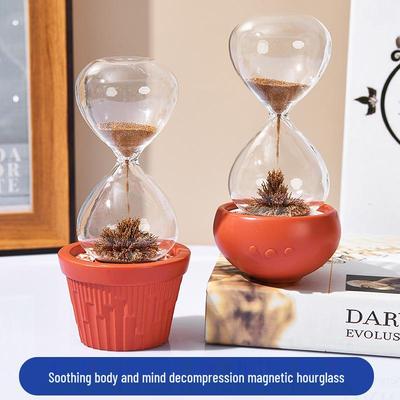 Manyetik Cam Kum Saati Zamanlayıcı Süs Eşyası - Üst Düzey Mini Kum Akış Tasarımı