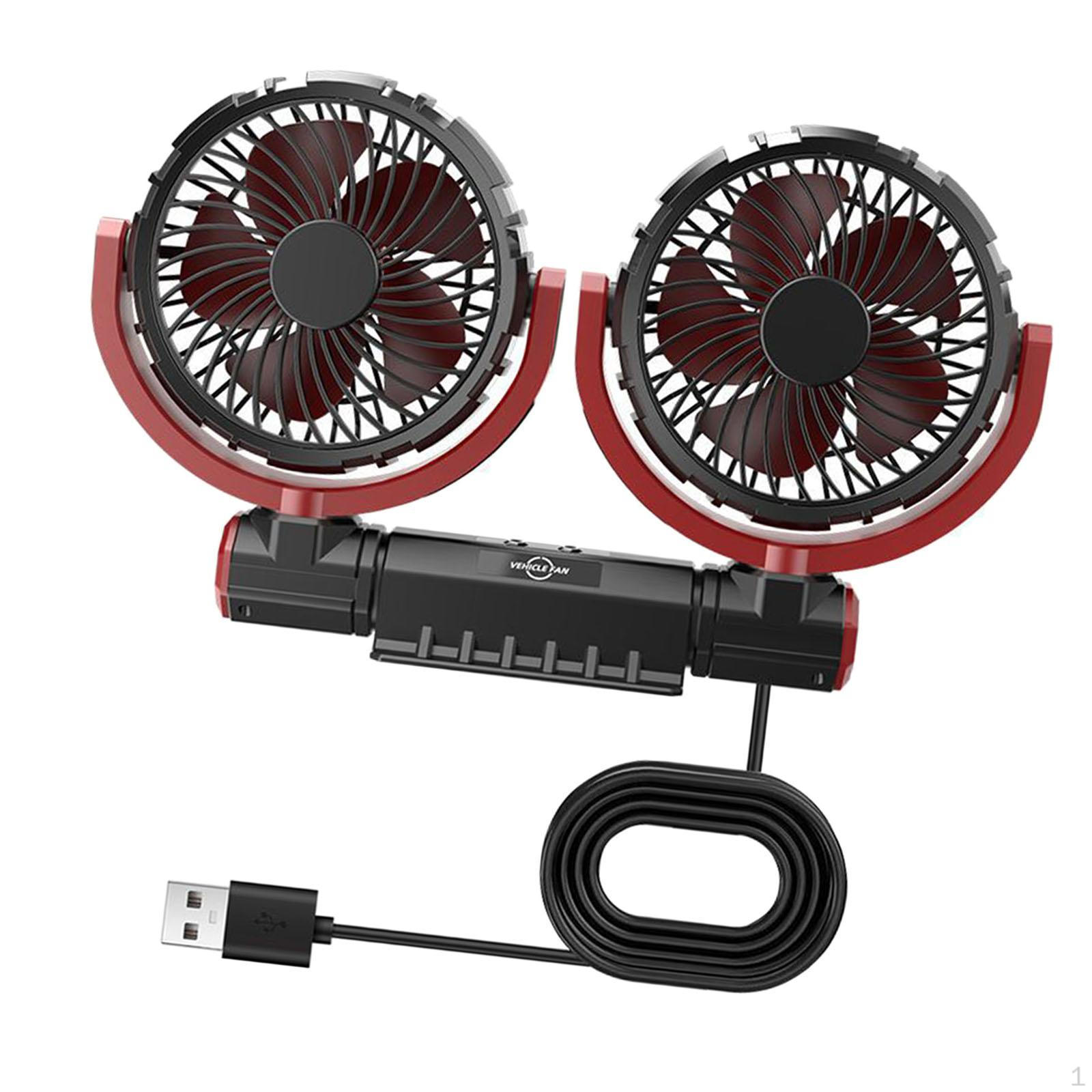 

Car Fan,Car Cooling Fan Adjustable USB Powered 3 Speeds Air Circulation Double Head