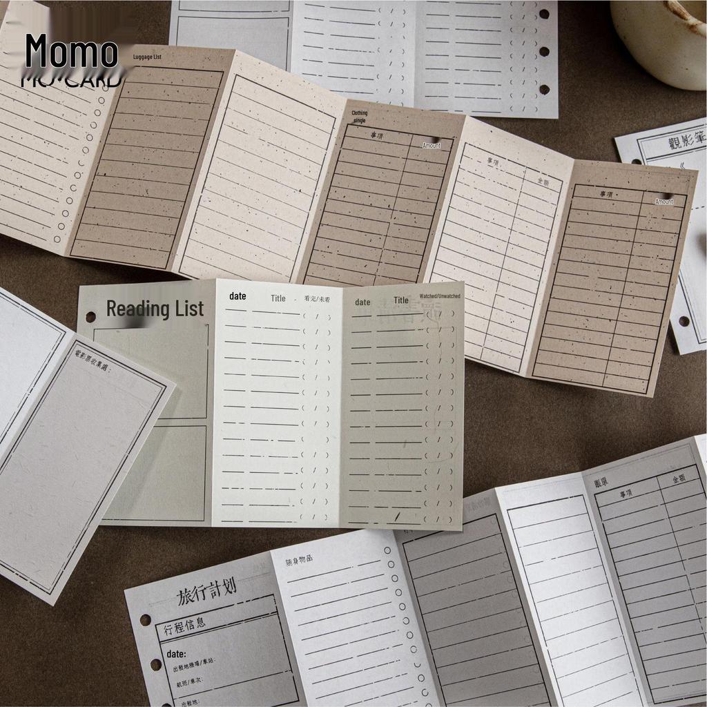 Momo Retro Foldable Sticky Notes Set - Mixed Material, 6 Sheets, Life Archive Series