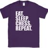 Eat Sleep Chess Repeat T-Shirt Funny Player Strategy Humor Gift Text Tee 9