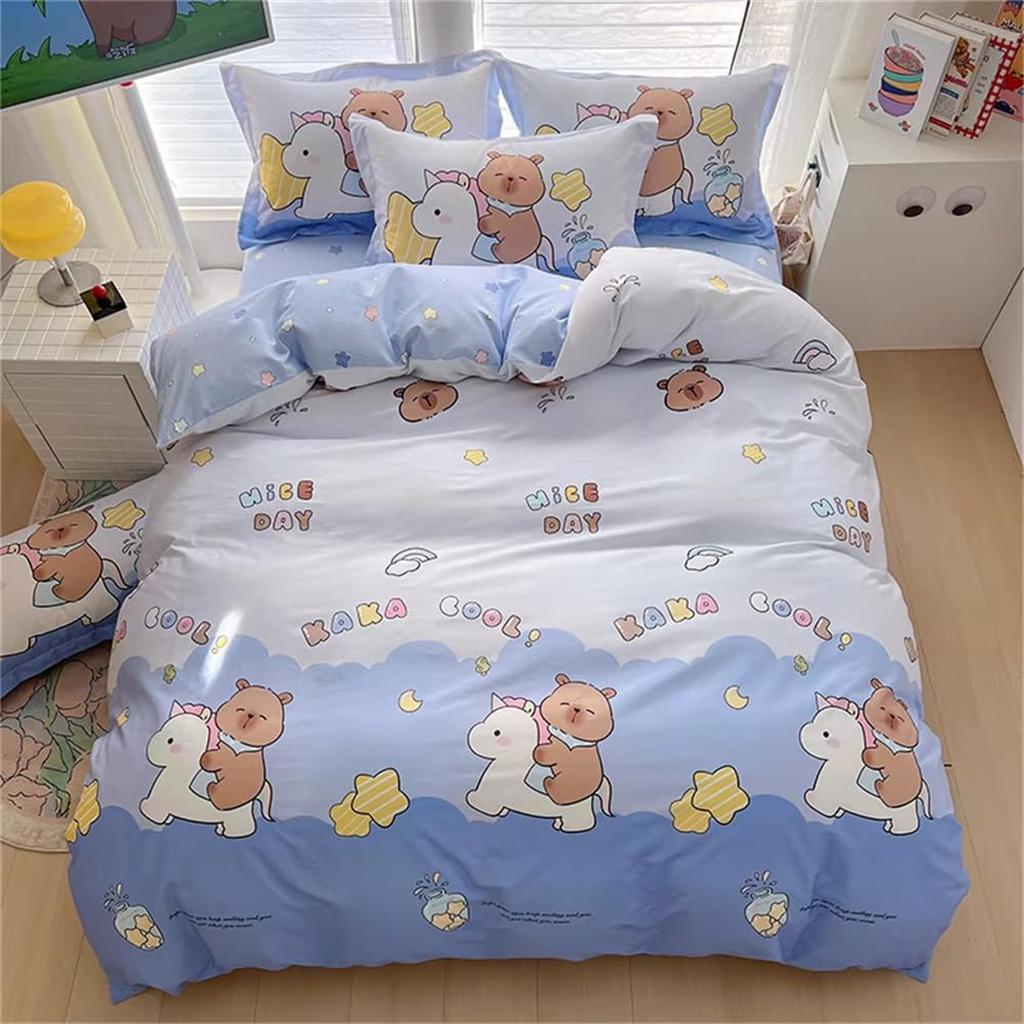 Microfiber Single Quilt Cover Set,Jungle Animals Capybara Duvet Cover Soft Microfibre Duvet Covers Luxury Bedding Set with Zip