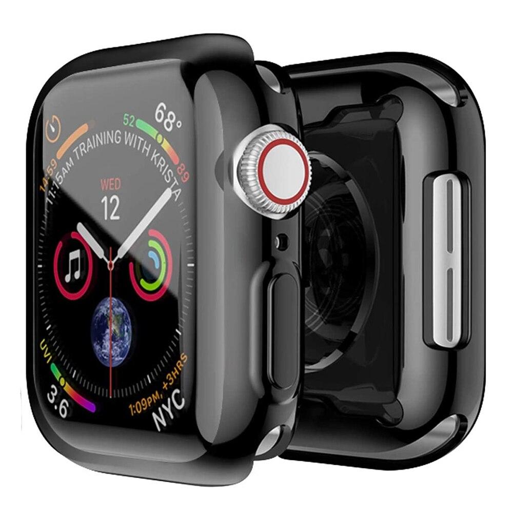 

Чехол на 360 градусов для Apple Watch Case 7 6 SE 5 4 3 2 41 мм 45 мм 42 мм 38 мм Мягкая прозрачная защитная пленка из ТПУ для iWatch 7 6 5 4 3 44 мм 40 мм Series 7 41MM чёрный