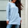 Women's Winter Loose Versatile One-shoulder Solid Color Mid-length Knitted Sweater