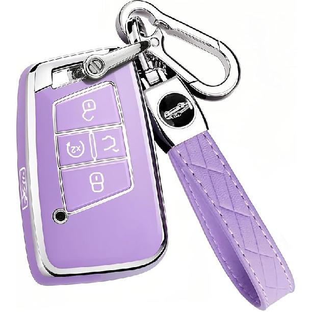 Montague Key Fob Cover for Volkswagen with Keychain, Premium TPU Key Case Compatible with VW Tiguan Atlas Taos SEL Jetta GLI Passat Arteon Remote