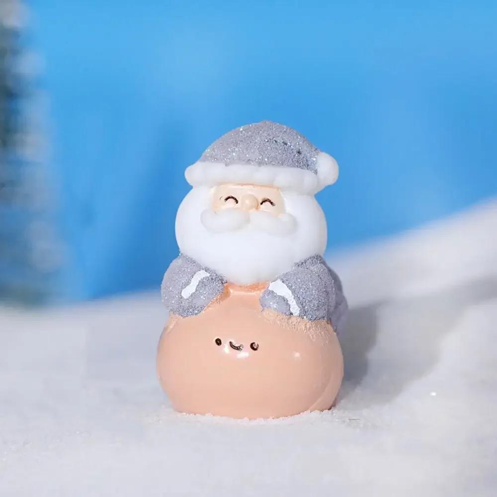 Toy Resin Christmas Figurines Accessories Home Decorations Miniature Santa Claus Bonsai Micro Landscape Cartoon Santa Statue