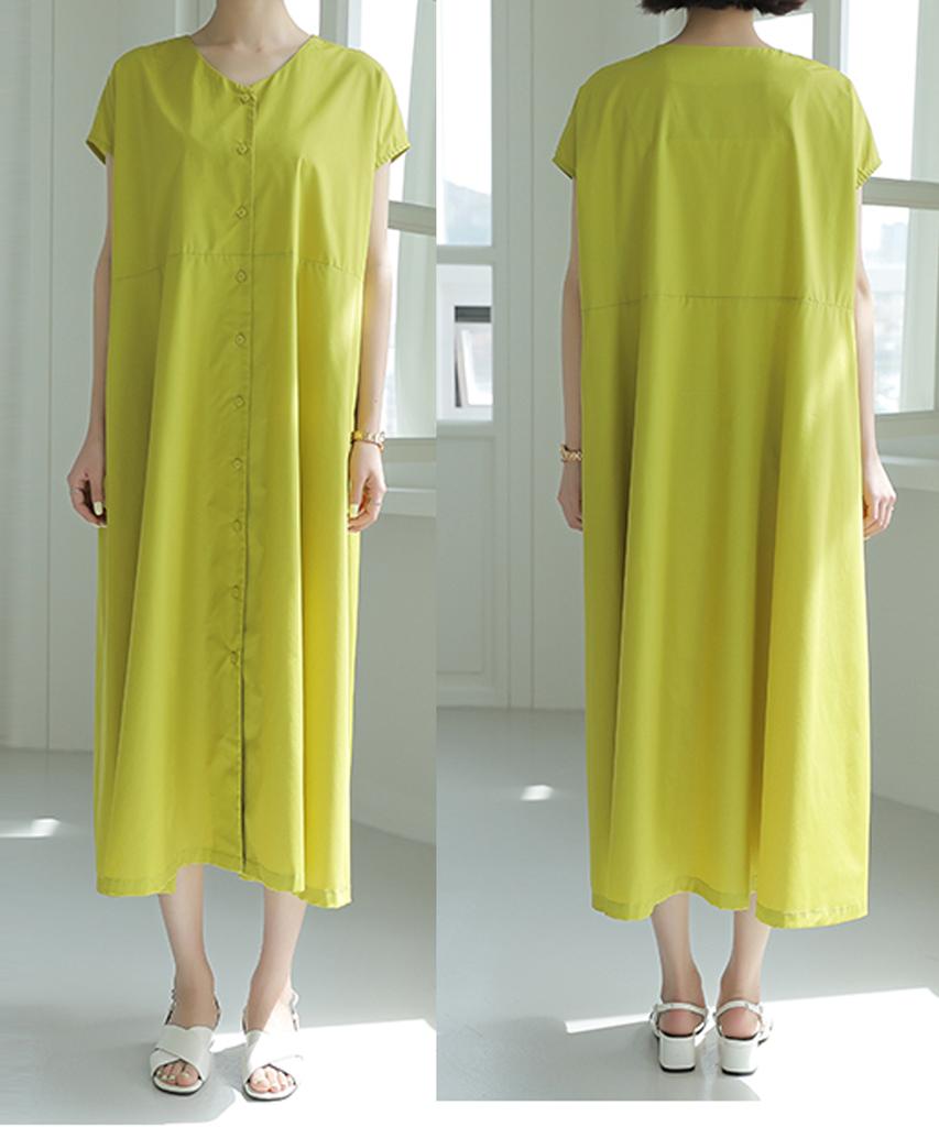 Ppaeppae Button Ribbon Strap Long Dress