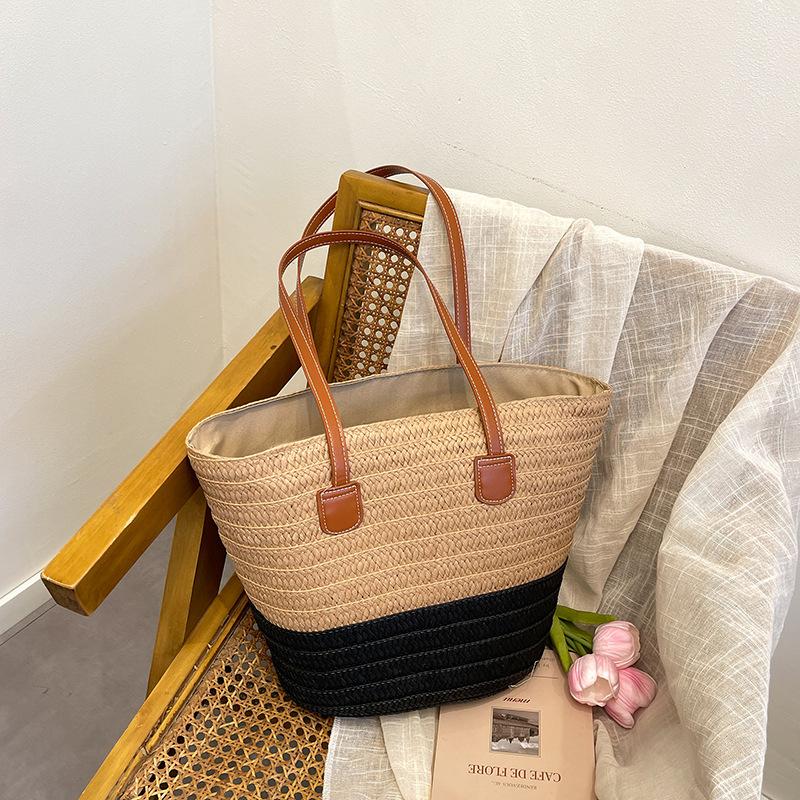 

Новая универсальная простая и модная соломенная плетеная сумка, большая вместительная сумка через плечо, сумка в стиле ретро, пляжная женская сумка, вязаная