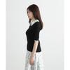 Proportion Body Dressing Collared Short Sleeve Ribbed Knit Black Women's 2-Way Sweater,