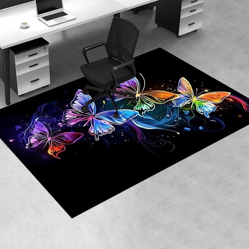 Colorful Butterfly Chair Mat Office Carpet, Oversized Rug for Home Decor, Sofa Mat, Desk Pad Gift, Suitable for Bedroom, Living Room, Various Rooms