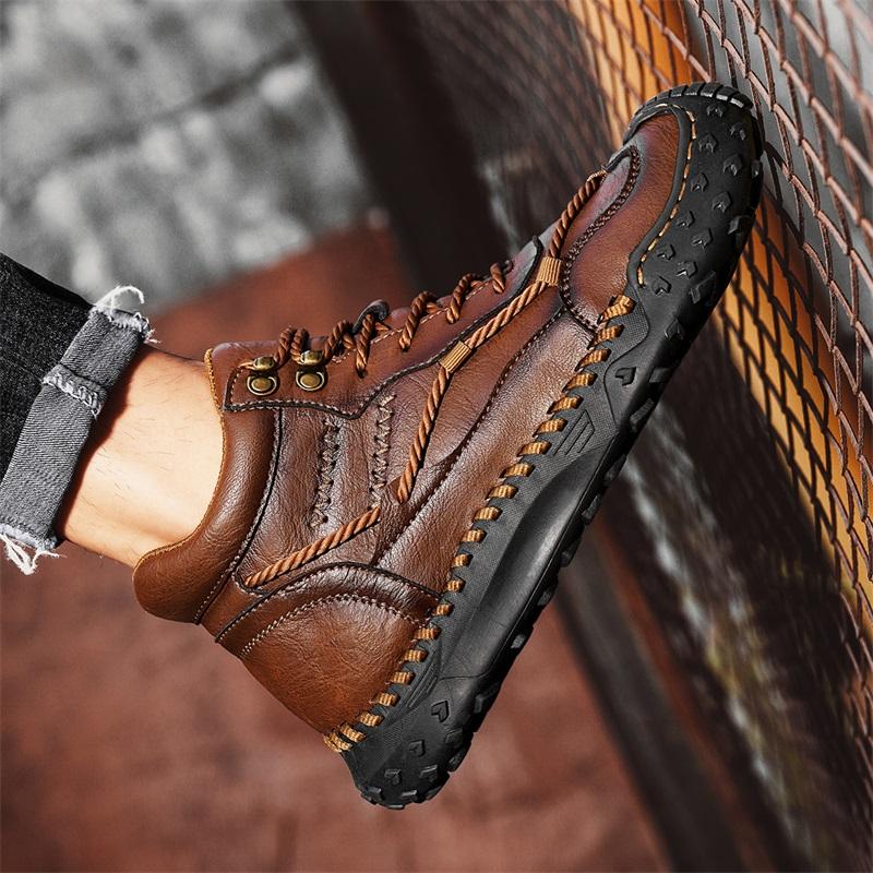 Podzimní/zimní ručně vyráběné pánské boty Boty Pohodlné kotníkové boty pro muže Ležérní boty Mokasíny Pánské pracovní boty