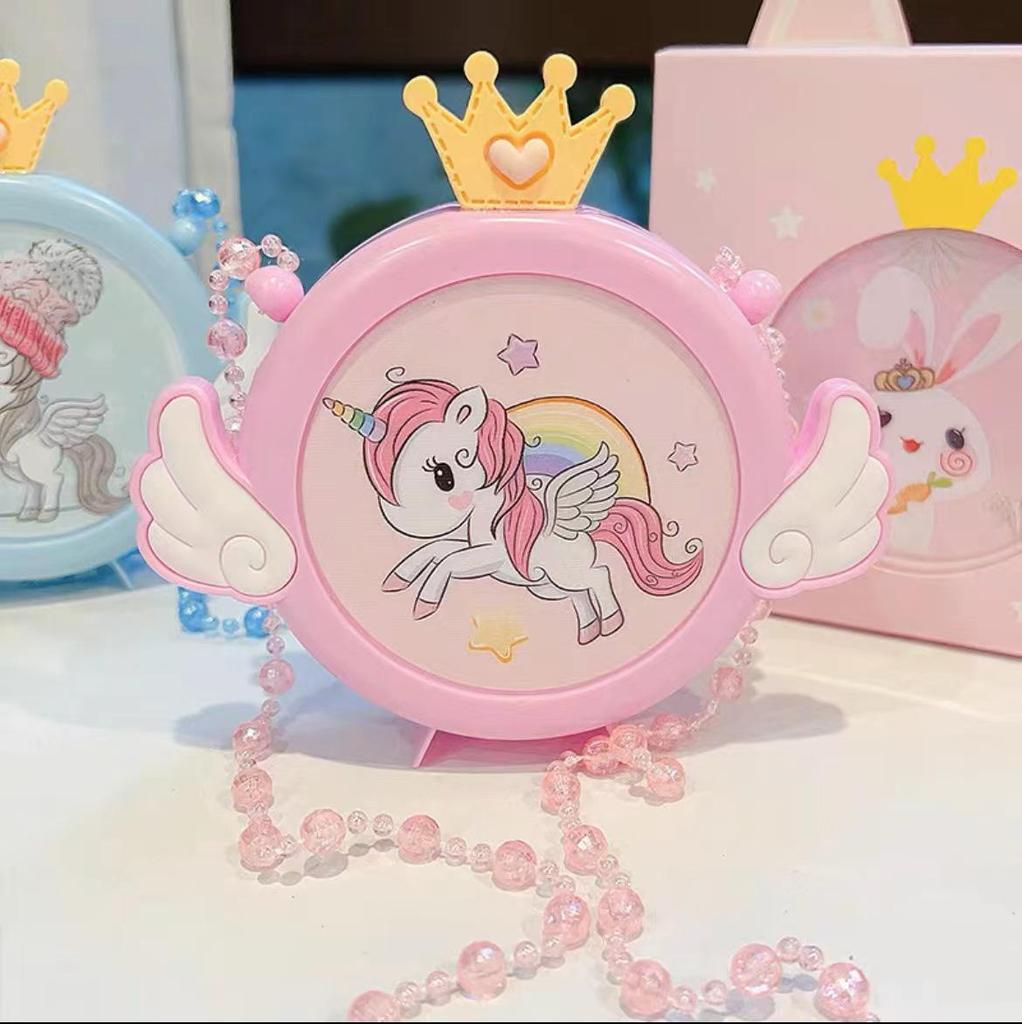 Kids' Handmade Cream PVC Crossbody Bag with Mirror Accessory