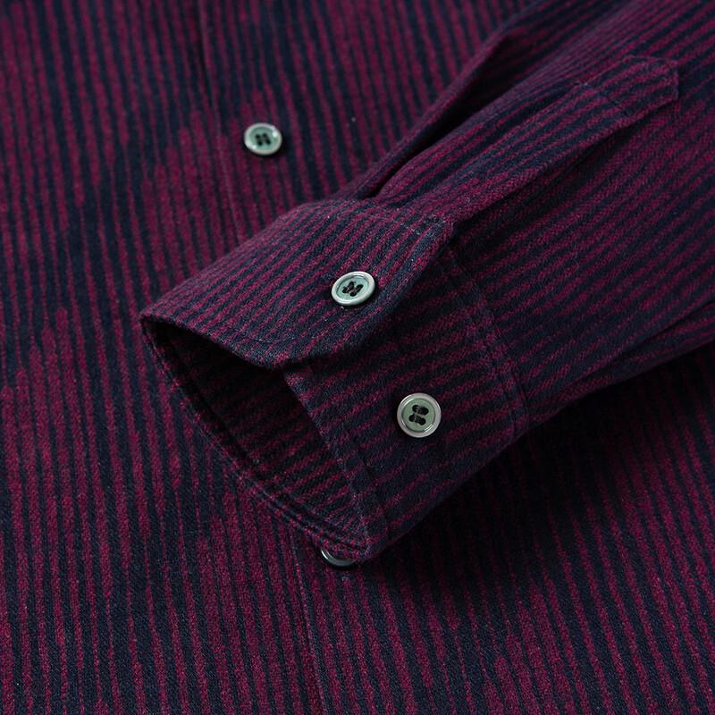 MONTAGUT Men's Luxury Striped Wool Blend Long-Sleeve Shirt
