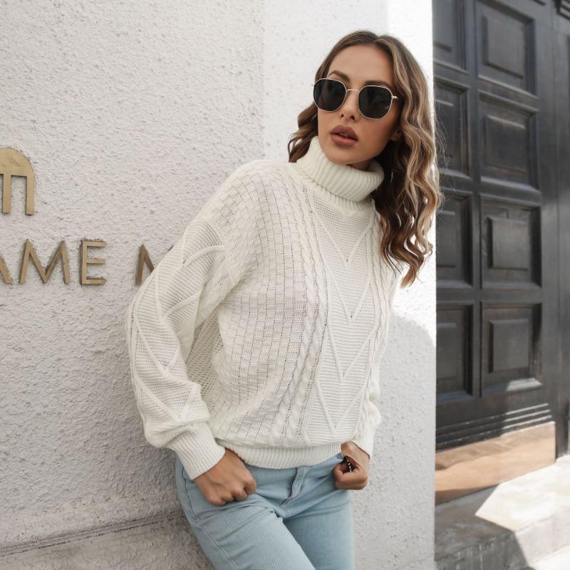 Women S Loose High Neck Long Sleeve Knit Sweater