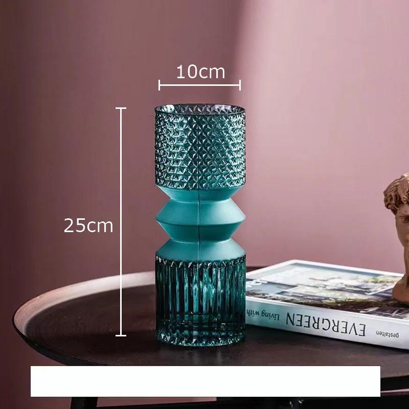 

Green Relief Glass Vase Hydroponics Flower Pots Desk Decoration Flowers Arrangement Crafts Floral Vases Room Aesthetic Decor