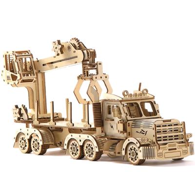 [med358] 3D Wooden Puzzle, Craft Kit, Educational Toy, Craft Model, DIY Wooden Puzzle, Gift for Adults, Boys, Girls, Birthdays, Present (Truck Crane)