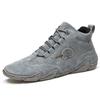 Men's Genuine Leather Hand-Stitched Mid-Top Octopus Driving Shoes - Large Size