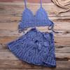 2025 Trendy European & American Hand-Crocheted Bikini Bandeau with Versatile Pleated Skirt Swimsuit