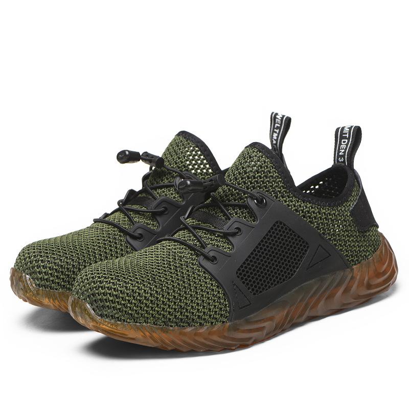 

Рабочие кроссовки, мужская защитная обувь, рабочие защитные ботинки со стальным носком, мужская обувь, рабочая летняя обувь с защитой от проколов, дышащая обувь 48 зелёный