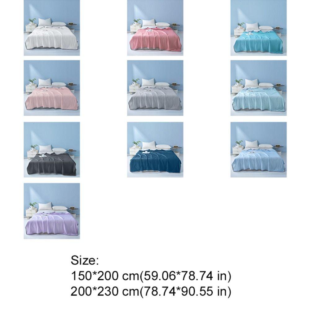 Solid Color Summer Ice Silk Quilted Quilt Thin Breathable Cooling Blanket Throw Blanket Dormitory