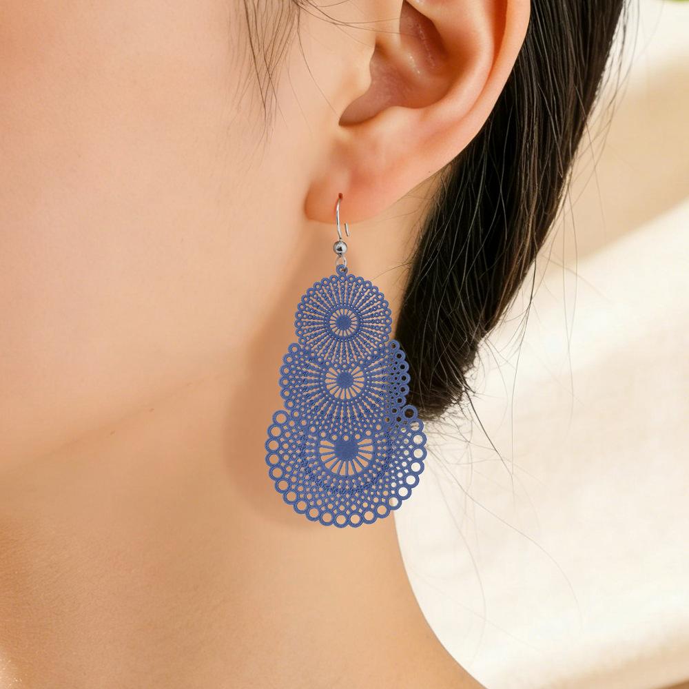 Set di 3 orecchini a goccia vuoti color caramella per donna Boho Etnico Lunghi Pendenti Statement Gioielli da Matrimonio