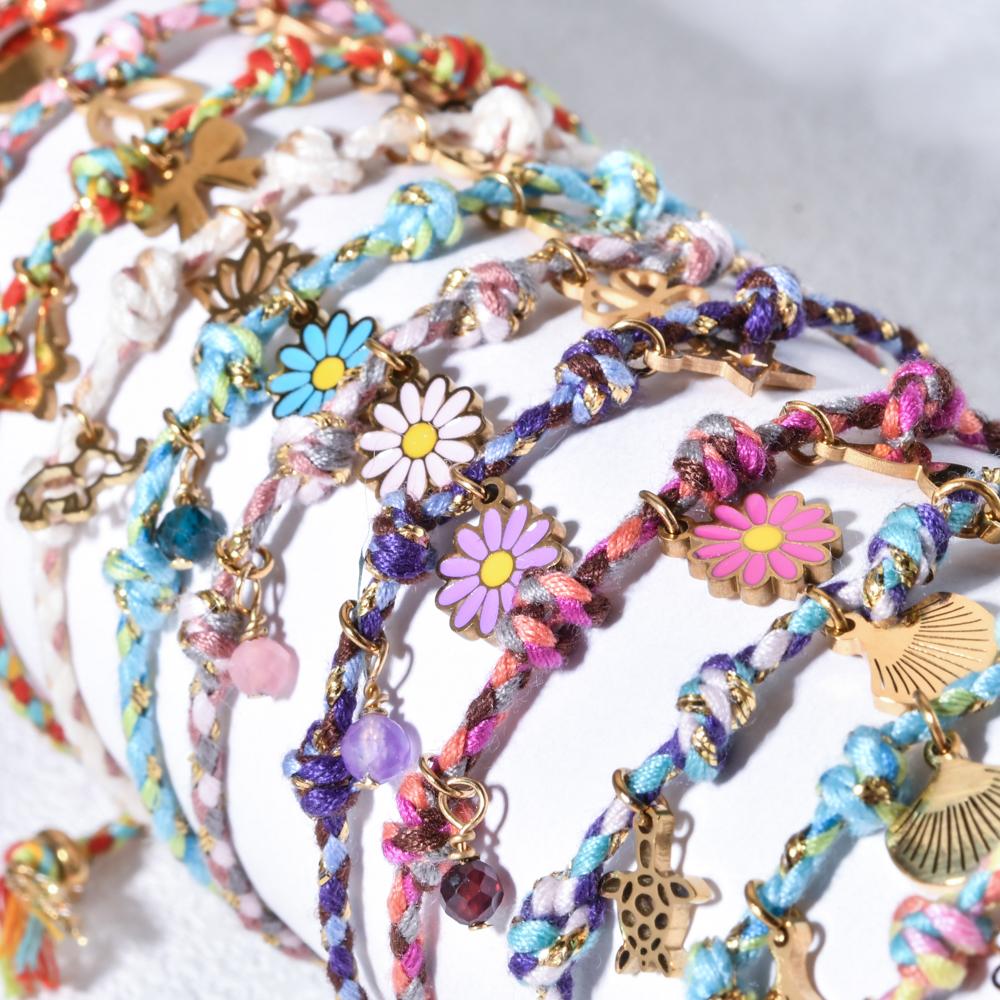 Fashion Handmade Jewelry Rope Braided Starfish Shell Fish Drop Bracelet Bangle Oceanic Summer Daily Wear Jewelry