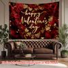 2D Happy Valentine's Day Banner, Red Rose & Gold Glitter Heart Background for Valentine's Photo Booth