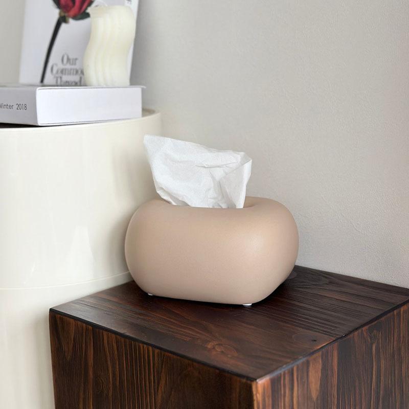 Nordic Cream Ceramic Tissue Box Holder Creative Home Decor for Living Room Bedroom Desktop Silver