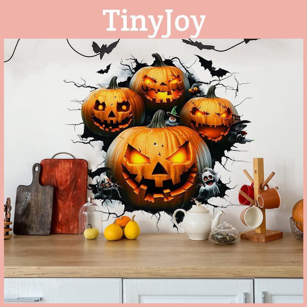Wall Sticker Spooky Pvc Halloween Pumpkin Bat Sticker For Home Restaurant Decor