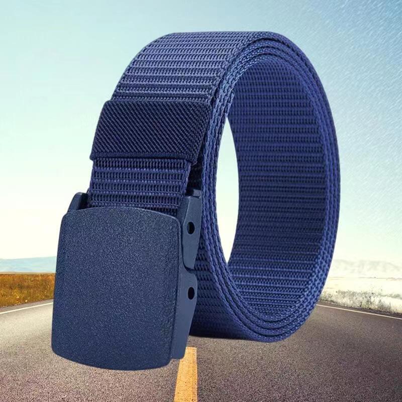 Men Belts Fashion Unisex Jeans Belts Adjustable Belt Men Outdoor Travel Tactical Waist Belt with Plastic Buckle for Pants 120cm