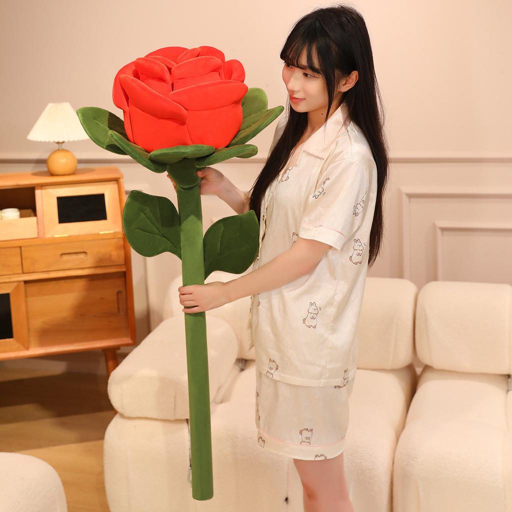 40110Cm Simulation Rose Flower Plush Doll Pillow Pink Red Strip Flower Plush Toy Home Decor Valentine'S Day Gift For Girlfriend