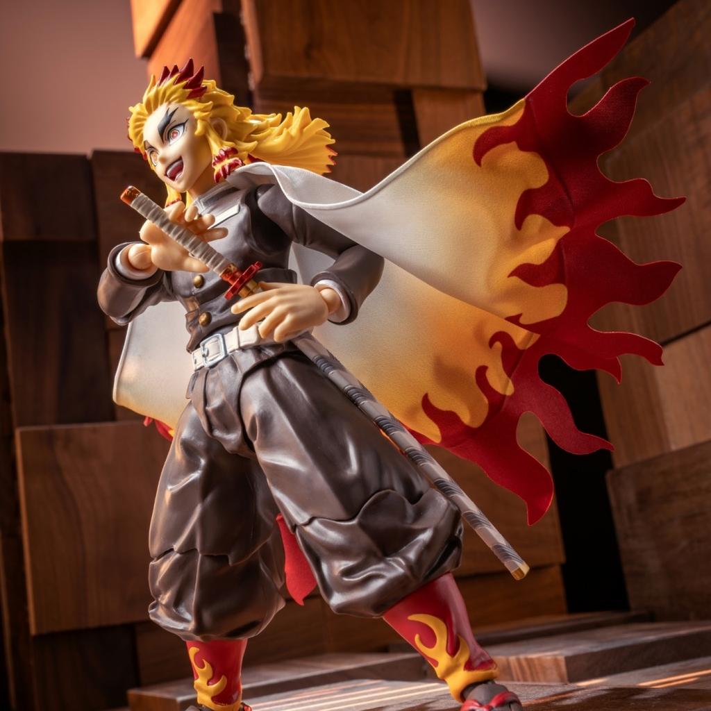 Anime Shf Rengoku Kyoujurou Handmade Cloak clothes Built In Iron Wire Is Suitable for 1/12 Movable Humanoid Toy