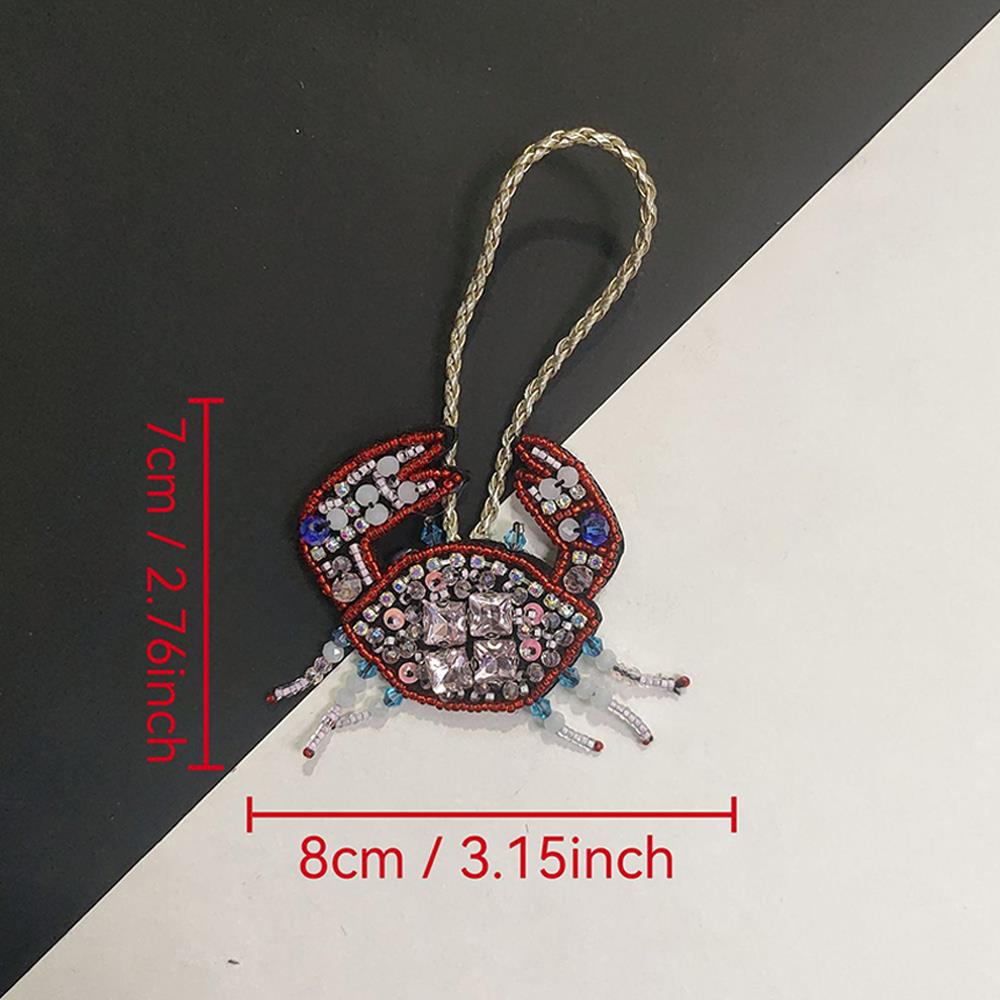 

Handmade Rhinestone Lobster Beaded Pendant Pretty Hand Sewn Bag Charms Octopus Turtle Hanging Rope Patches Applique Bag Lanyard